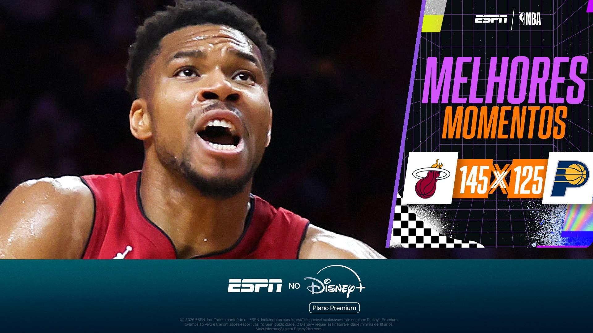 Antetokounmpo anota triplo-duplo, Thompson dá show nos três pontos, e Heat amassa os Pacers