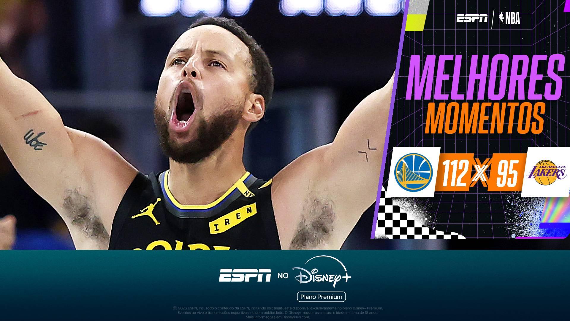 Curry faz jogo antológico contra Doncic, e Warriors viram sobre os Lakers na NBA Cup