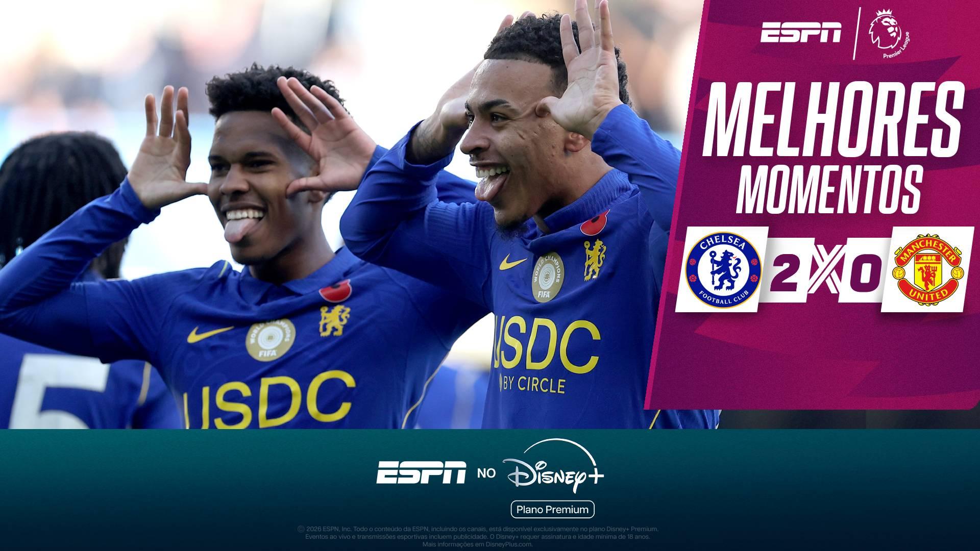 Estêvão tem 2 gols anulados em 1º jogo como titular na Premier League, e Chelsea domina Manchester United