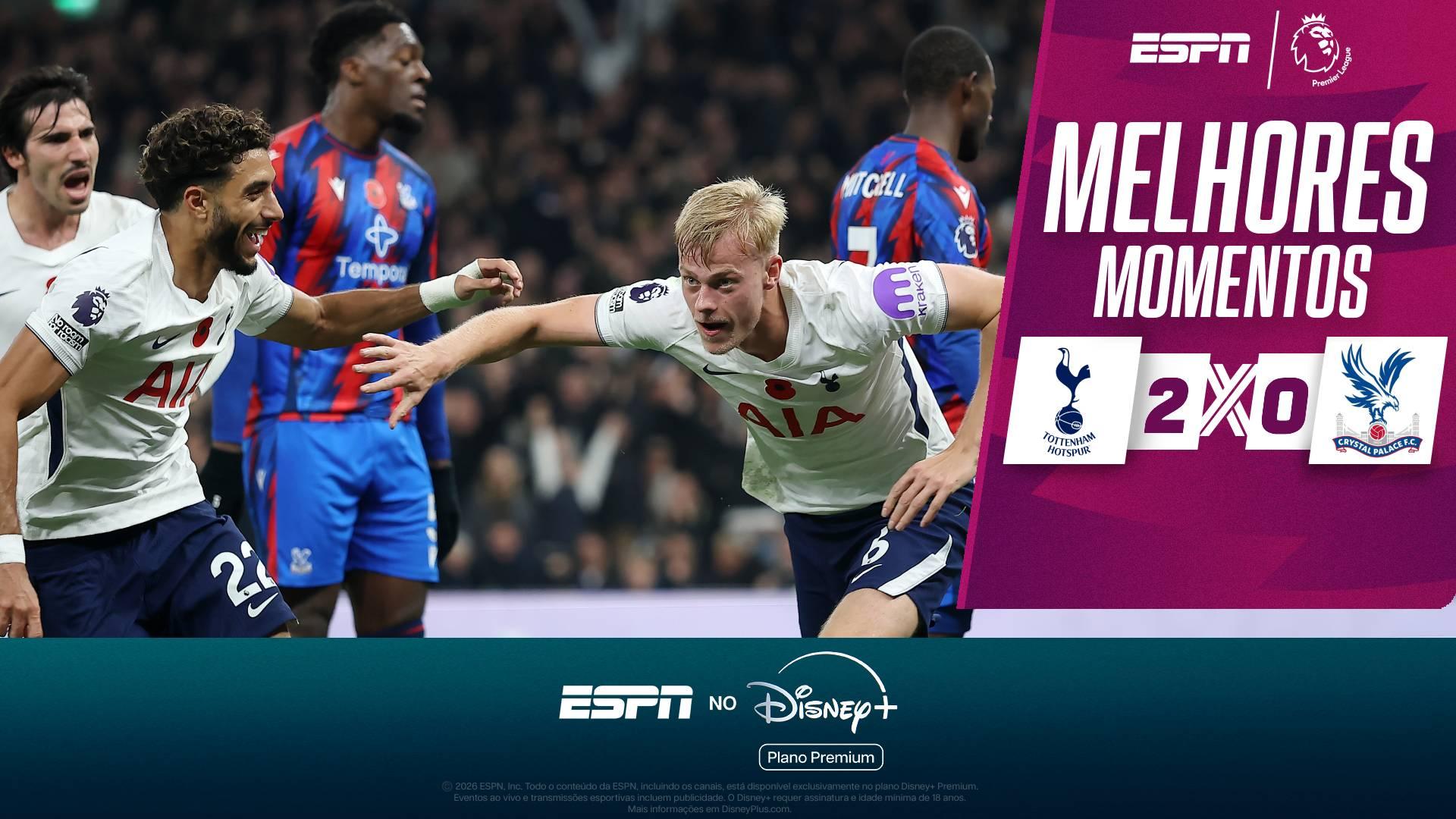 Tottenham aproveita expulsão precoce de Mateta e vence Crystal Palace em casa na Premier League