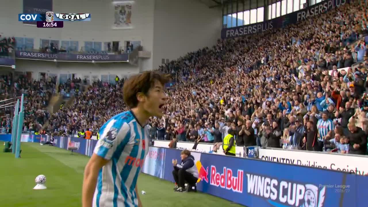 Zurdazo y a cobrar: Sakamoto adelantó al Coventry con un golazo