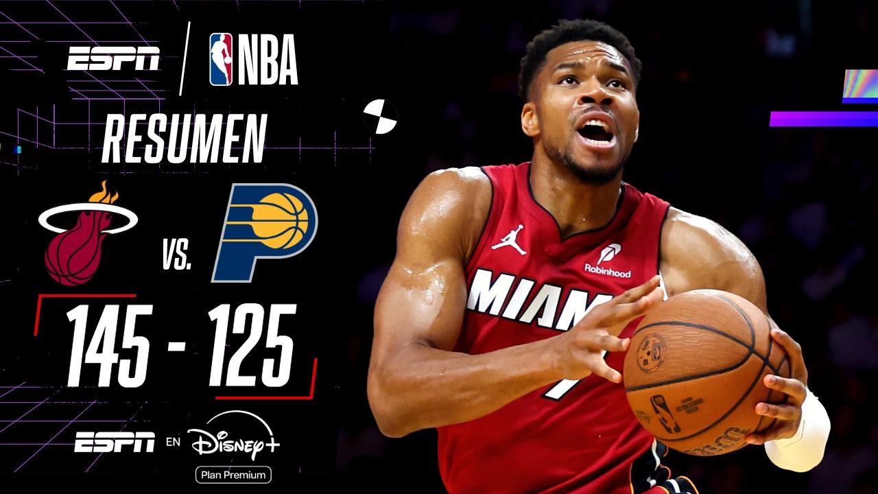 ¡Gran noche de Giannis Antetokounmpo para el triunfo de Miami Heat ante Indiana Pacers!