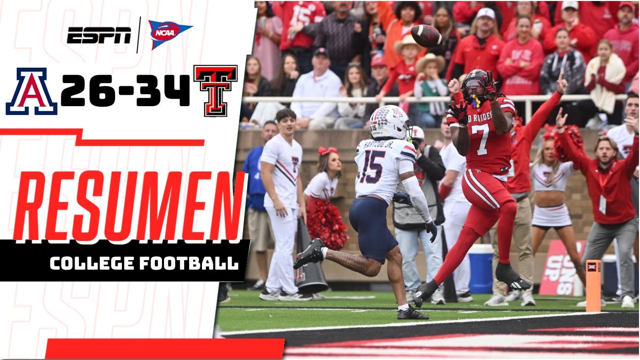 ¡Castellanos lidera a Texas Tech al triunfo 34-26 sobre Arizona!