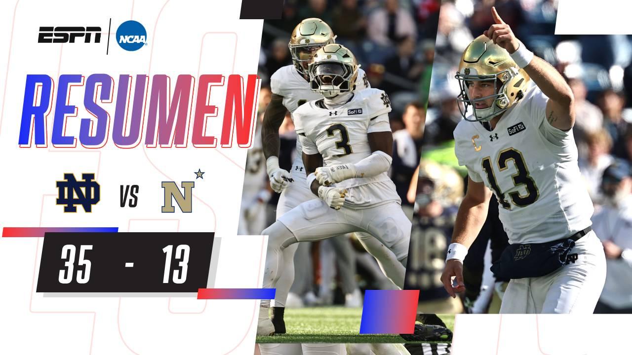Notre Dame mantuvo su dominio sobre Navy con impecable segunda mitad | NCAA | Resumen