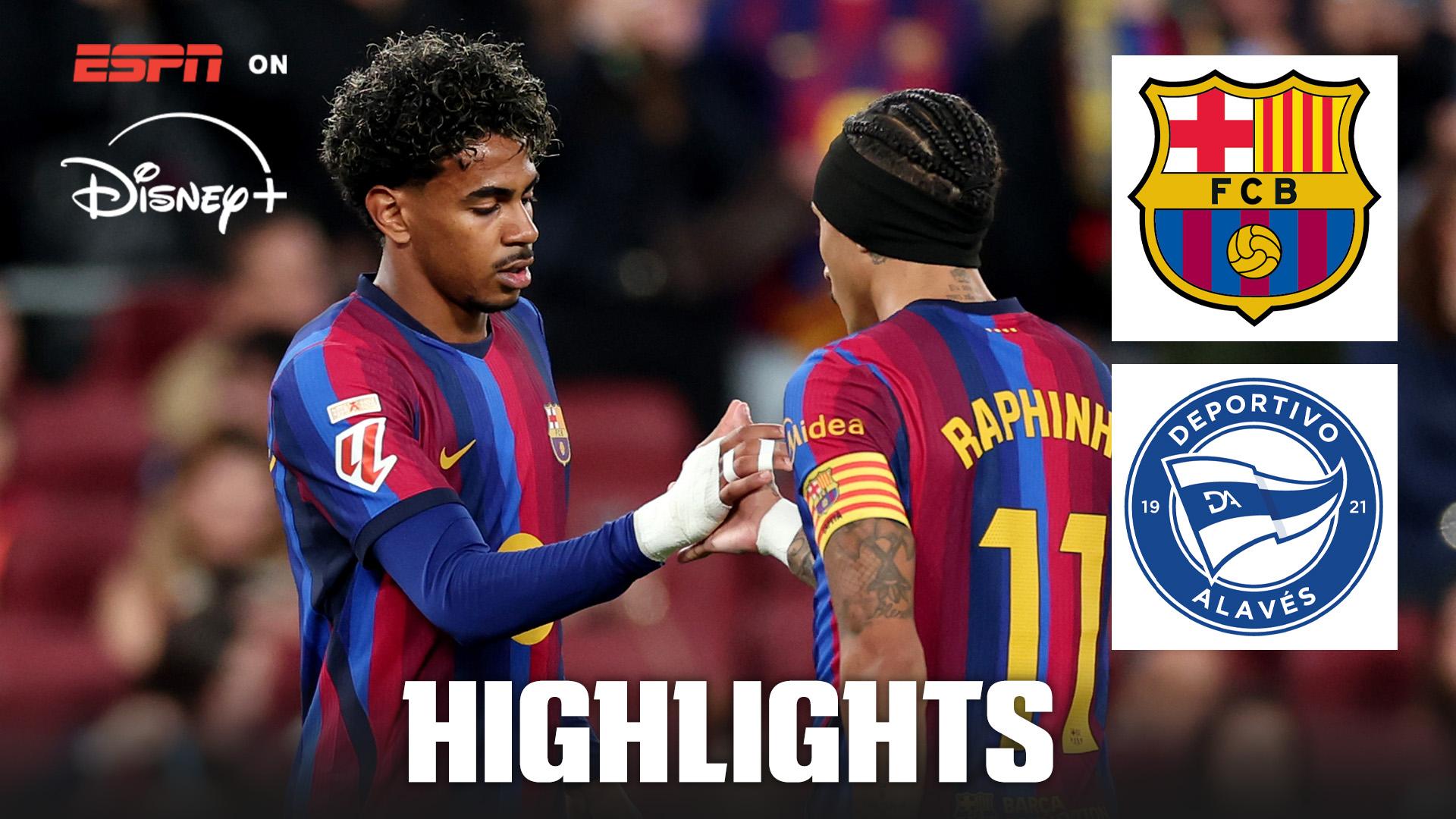 Yamal & Raphinha on fire as Barcelona hit six vs. Alavés