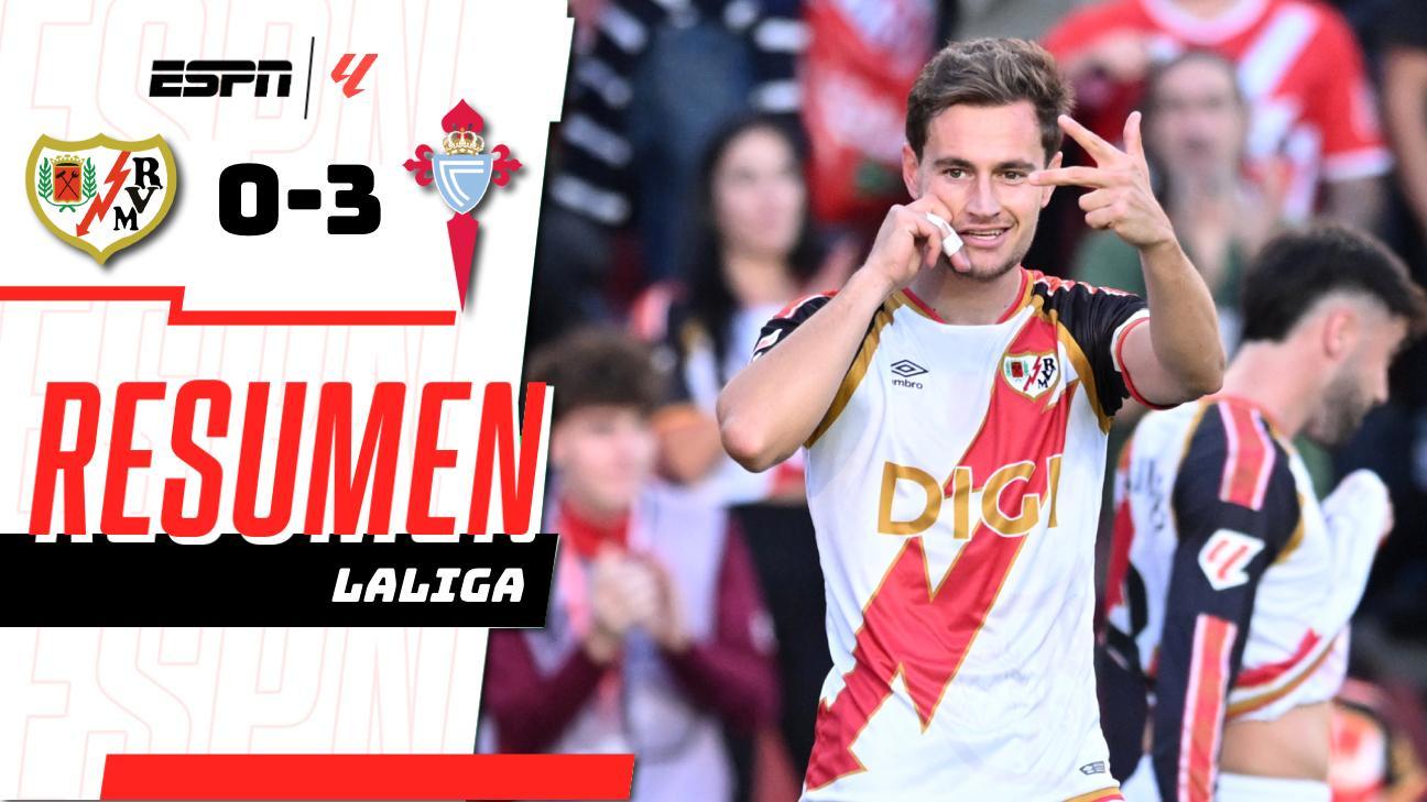 ¡El Rayo golea 3-0 al Celta con doblete de Jorge de Frutos!