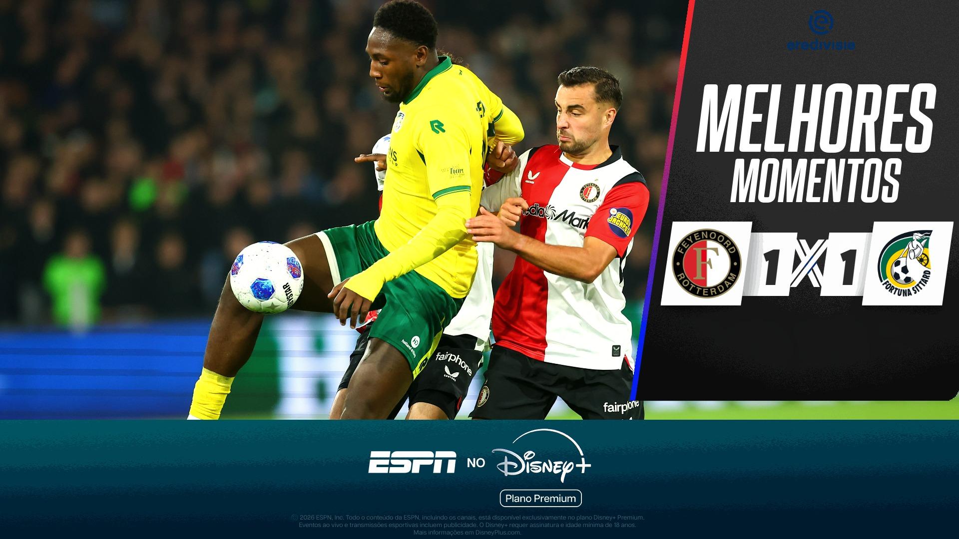 Feyenoord 1 x 1 Fortuna Sittard no Campeonato Holandês: VEJA os melhores momentos