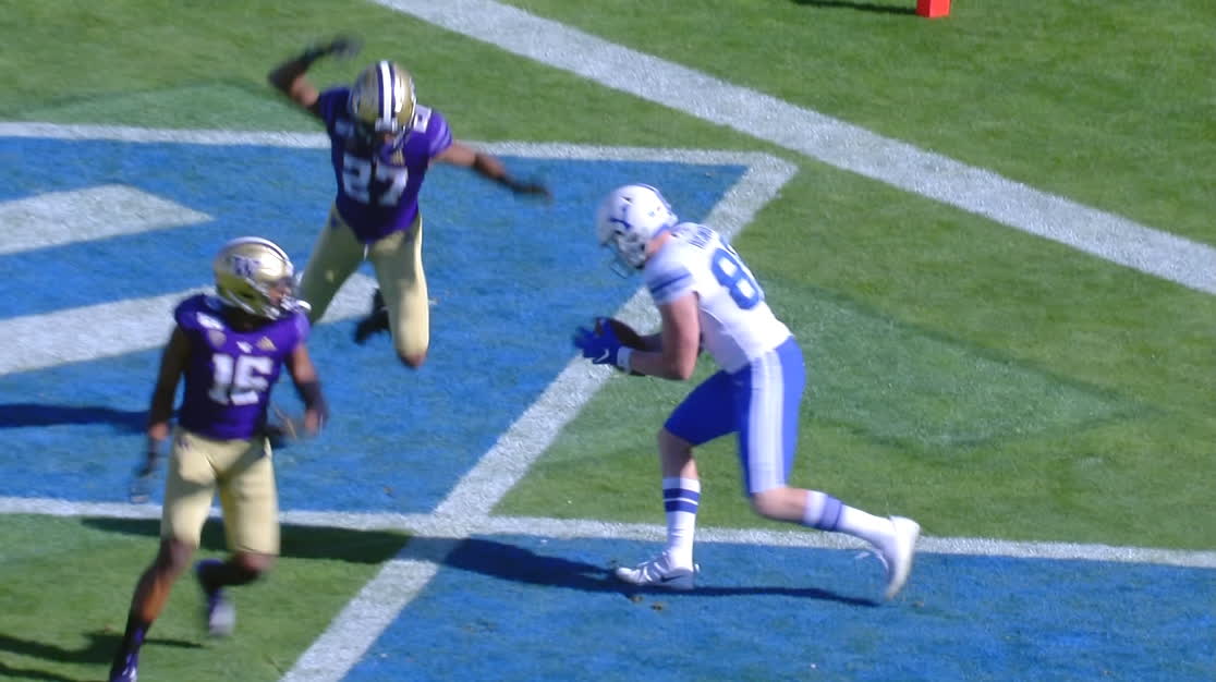 Bushman hauls in BYU TD off the deflection