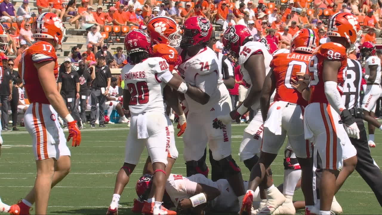 NC State O-lineman ejected for spitting on Clemson player