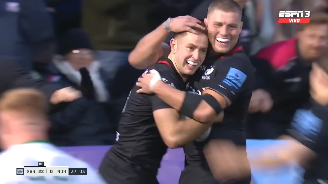 ¡Saltó más que todos! Tapping de Cinti para el try de Burke