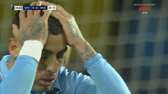 O'Higgins desperdiça boa chance! Brizuela cabeceia com muito perigo contra o gol do Boca Juniors