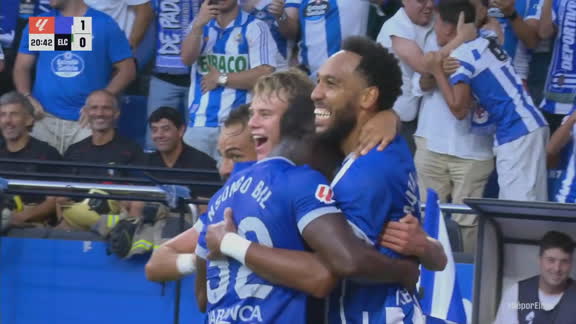 ¡Control top y zurdazo espectacular de Aubameyang para el 1-0 del Dépor!