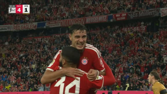 Gambeta fantástica de Saibari y grito de Pavlovic para el 4 a 1 del Bayern