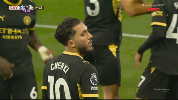 Gol do Manchester City! Cherki solta foguete e faz 3 a 1 contra o Crystal Palace