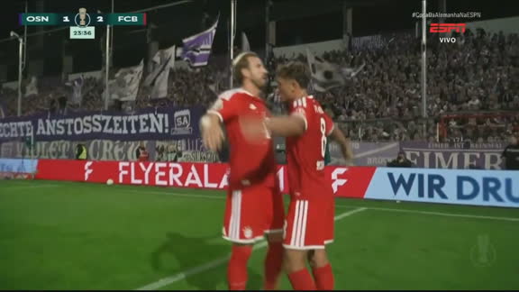 Virada do Bayern de Munique na Copa da Alemanha! Bischof pega a sobra e balança a rede do Osnabruck