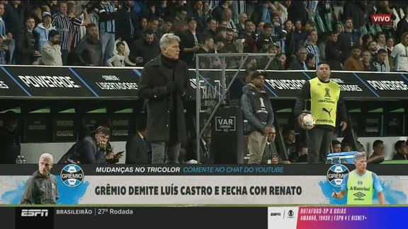 Grêmio acerta contratação de Renato Gaúcho como novo técnico após demissão de Luís Castro; VEJA detalhes