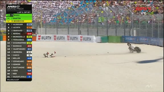 Do início perfeito à decepção! Bezzecchi cai e dá adeus ao GP de San Marino