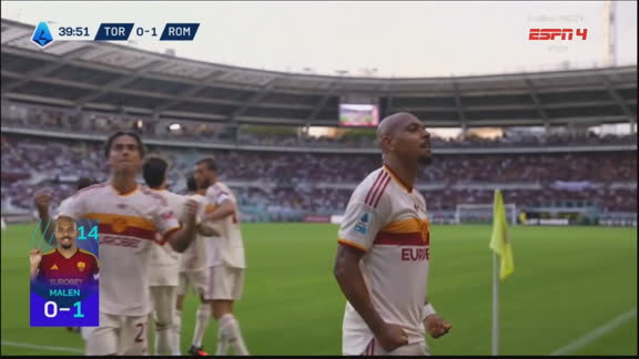 Gol da Roma! Dybala dá passe absurdo, Malen finaliza caído e faz 1 x 0 contra o Torino; VEJA