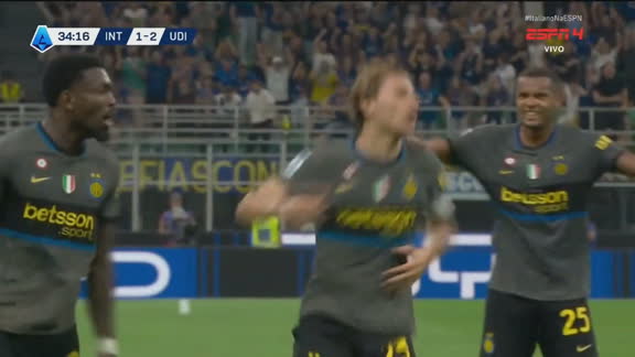 Gol da Inter de Milão! Barella cai, se levanta e finaliza para empatar contra a Udinese