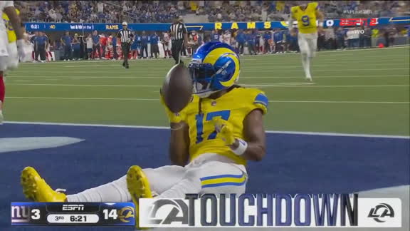 Touchdown, Rams! Conexão Stafford-Adams funciona mais uma vez, e Los Angeles amplia o placar