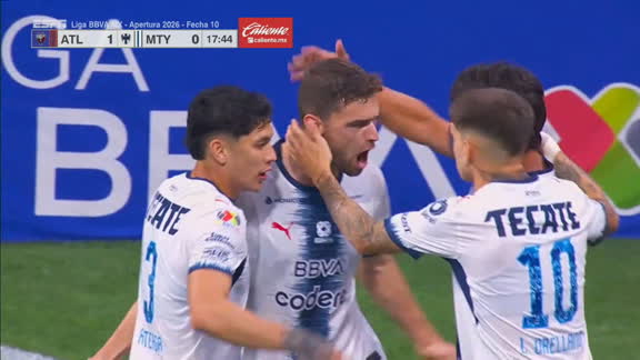 ¡Rayados responde rápido y empata el partido! | Atlante 1-1 Rayados