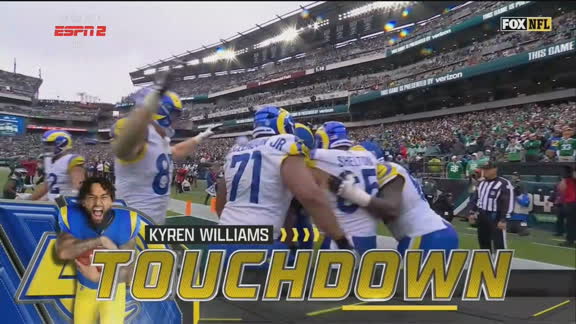 Virada dos Rams! Kyren Williams vence a defesa dos Eagles e anota touchdown na reta final