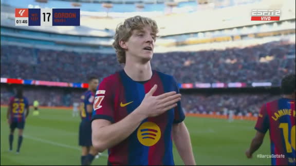 Al minuto, y de la mano de Gordon, Barcelona estampó el 1-0 ante Getafe