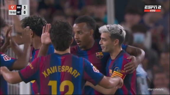 Exquisita asistencia de Lamine Yamal y definición de Koundé para el 3-0 del Barcelona