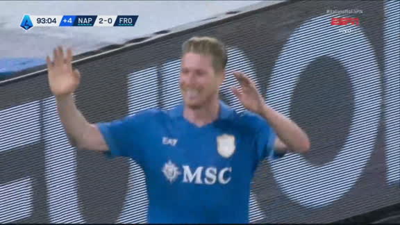 Gol do Napoli! De Bruyne recebe na área, dá 'tacada de sinuca' e faz 3 a 0 contra o Frosinone; VEJA