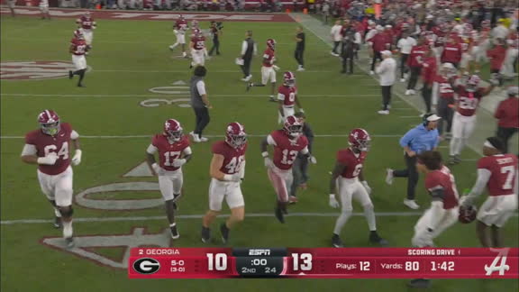 ¡Alabama ya le dio la vuelta al partido! Georgia 10-14 Alabama