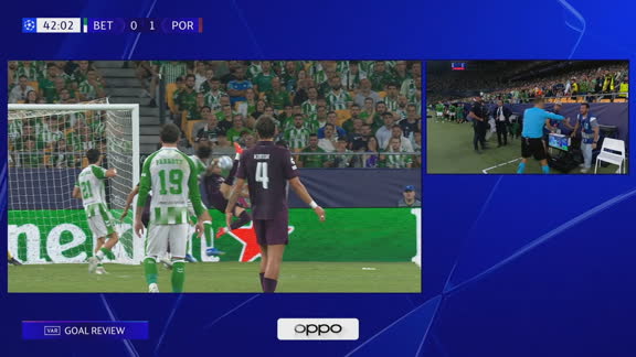 El reloj del árbitro indicó gol para Porto pero luego fueron al VAR y anularon el tanto por una mano previa