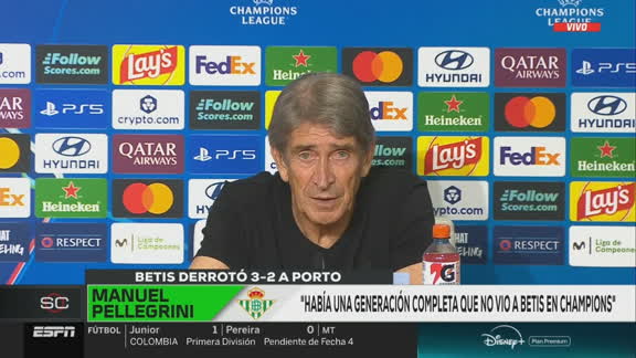 Pellegrini: "Una generación completa no había visto a Betis en Champions League"