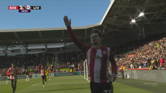 ¡Golazo de Lewis-Potter para el 1-0 de Brentford ante Liverpool!