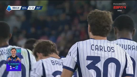 Gol da virada da Inter de Milão! Ex-Corinthians recebe na cara do gol e vira o jogo contra o Bologna