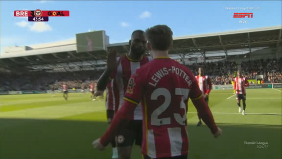 Gol do Brentford! Igor Thiago dá linda assistência e Lewis-Potter castiga Alisson