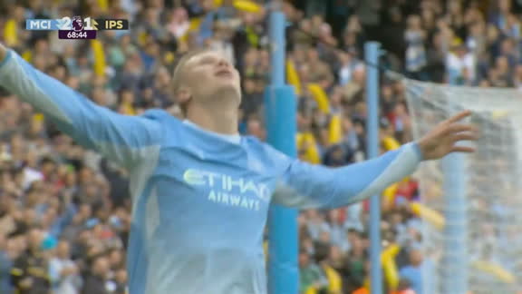 Jogou demais! Veja os dois de Haaland na vitória do Manchester City sobre o Ipswich Town