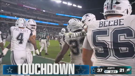 TD de Javonte Williams silencia Philadelphia