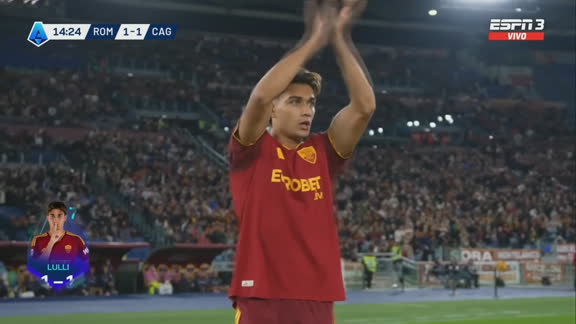 ¡Cabezazo goleador de Lulli para el empate de la Roma!