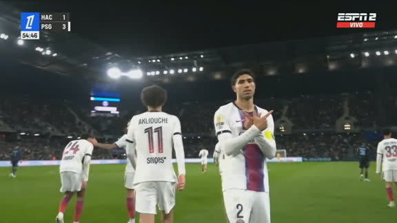 En modo goleador: Hakimi selló su doblete ante Le Havre