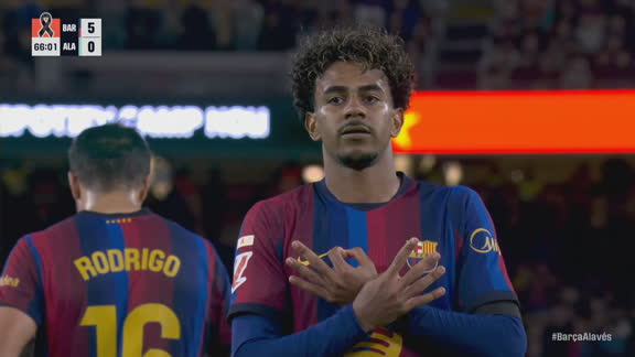 Lamine Yamal firmó su doblete y puso el 5-0 de Barcelona