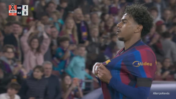 ¡Golazo de Lamine Yamal! La puso contra el palo y gritó el cuarto del Barcelona