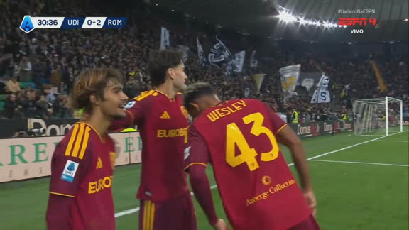 Gol da Roma! Rodrigo Mora recebe de Cristante, só empurra para o fundo da rede e faz o segundo na Udinese