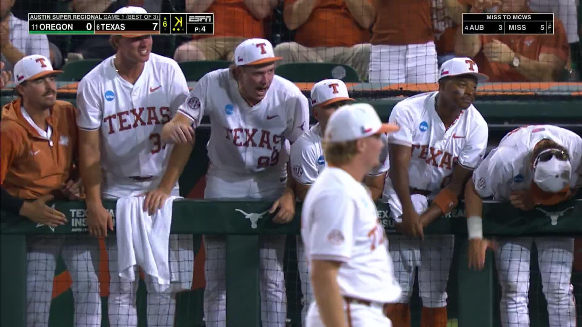 Texas amped as three pitchers combine for three strikeouts in the sixth