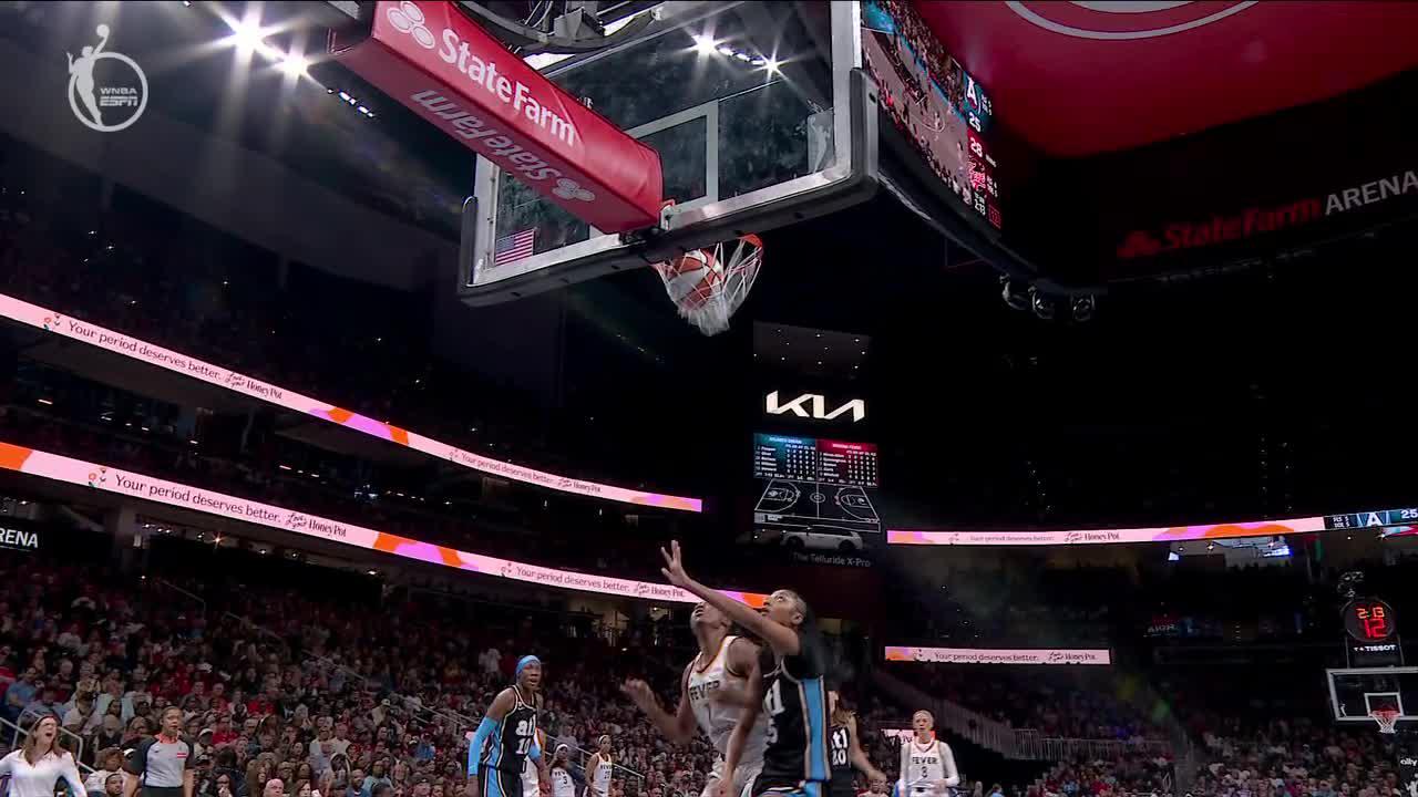 Aliyah Boston fights off defender for and-1