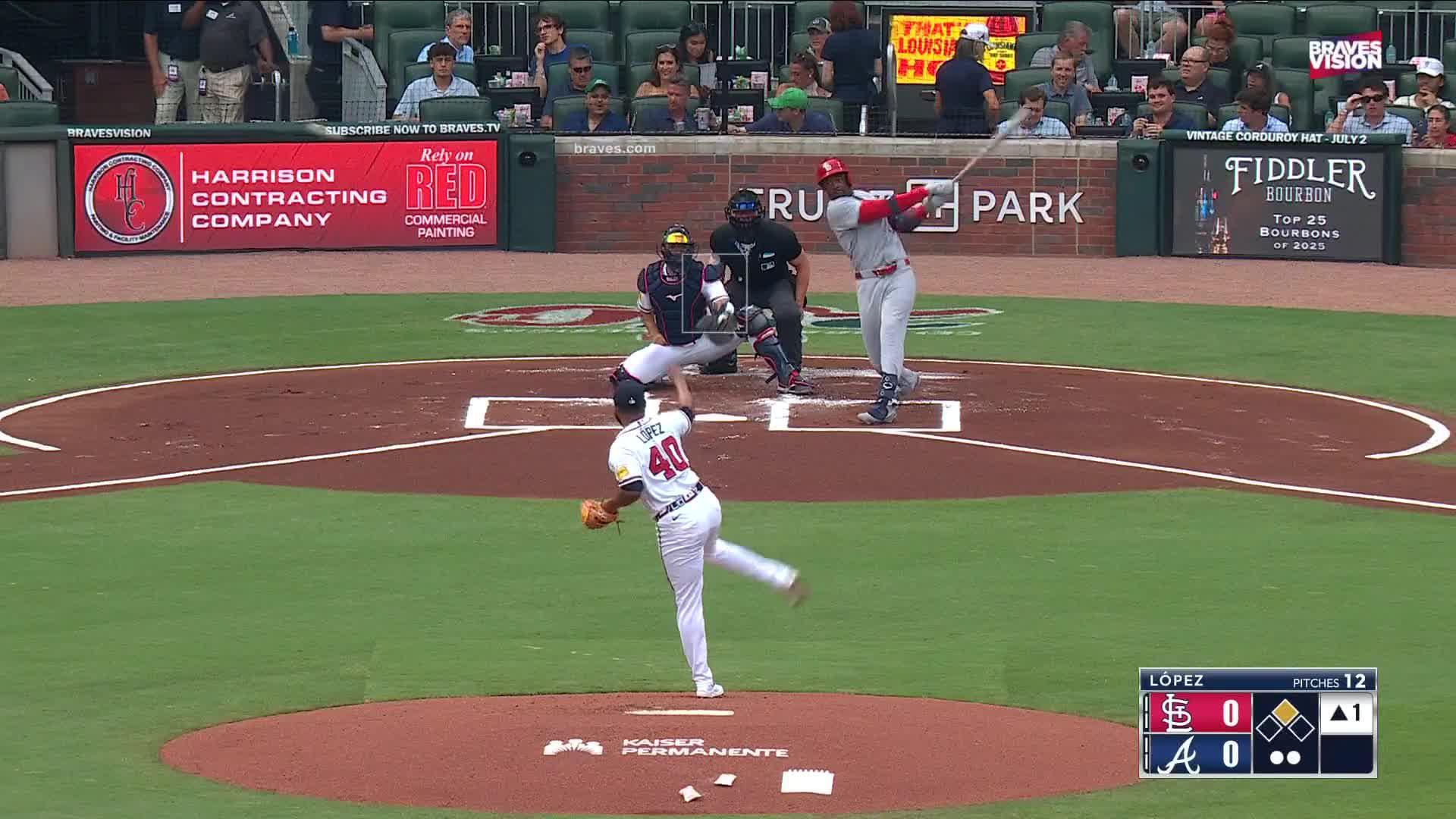 Jordan Walker hits an RBI single