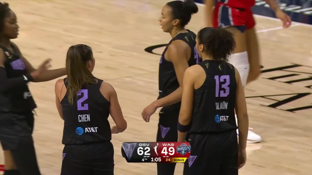 Janelle Salaun hits the trey
