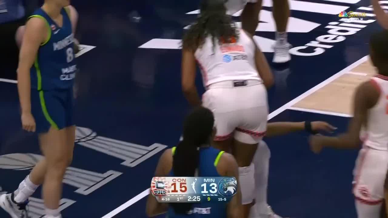 Kennedy Burke gets the basket plus the foul
