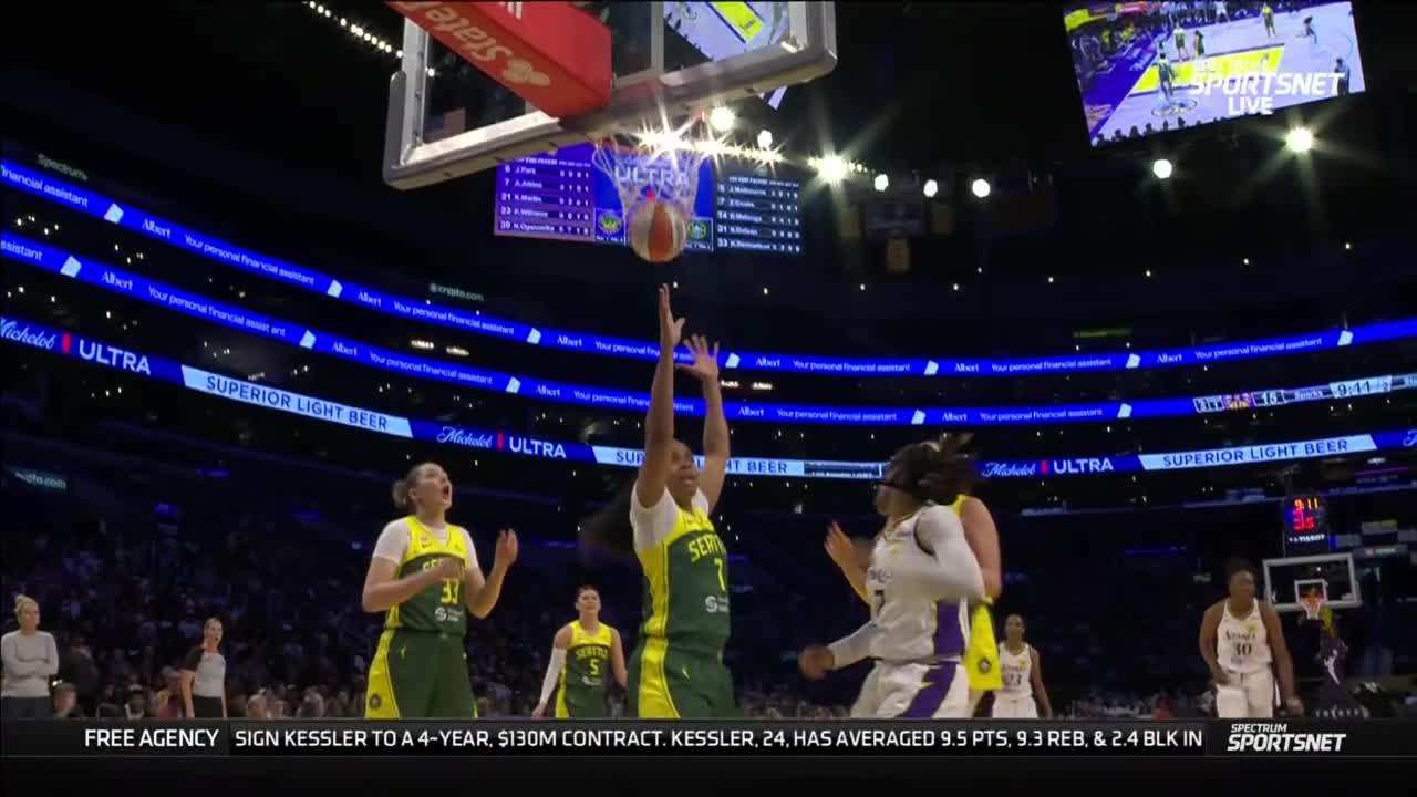 Ariel Atkins gets the hoop and the harm