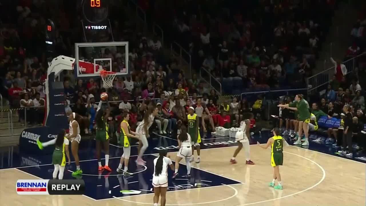 Lauren Betts gets the and-1 to fall