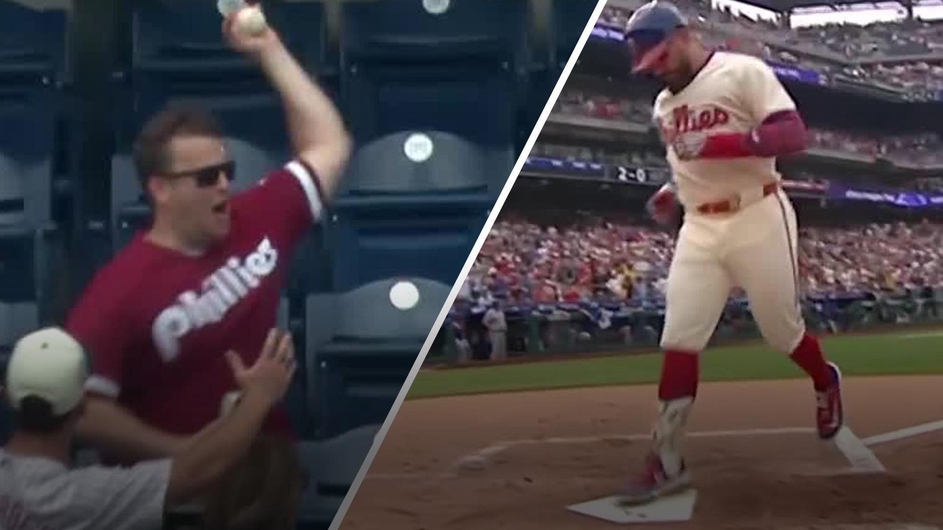 Fan catches Schwarber's 33rd home run barehanded